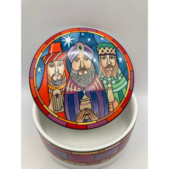 Vintage Mikasa Round Trinket-Candy Box Three Wise Man by Dan Scannell 4.5' - Picture 1 of 6